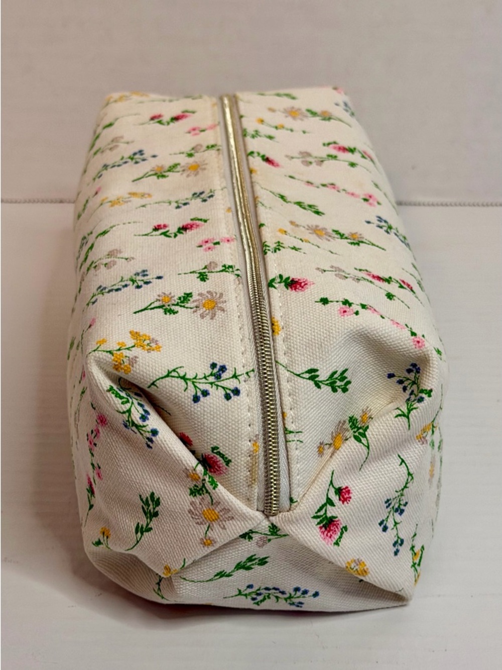 Coach Floral Fragrance Canvas Cosmetic Pouch in Cream with Multi-Color Blooms - Picture 3 of 10